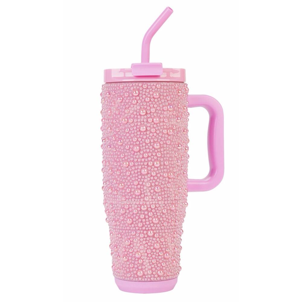 Simply Southern Pink Rhinestone And Pink Pearls 40 Ounce Tumbler - Picture 2 of 4